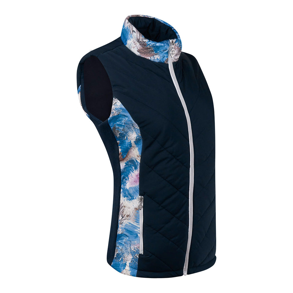 Pure Golf Ladies Patterned Gilet in Navy and Stone Canvas Print