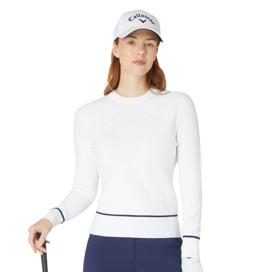 Callaway Ladies Cotton blend Chevron Sweater with Contrast Tipping