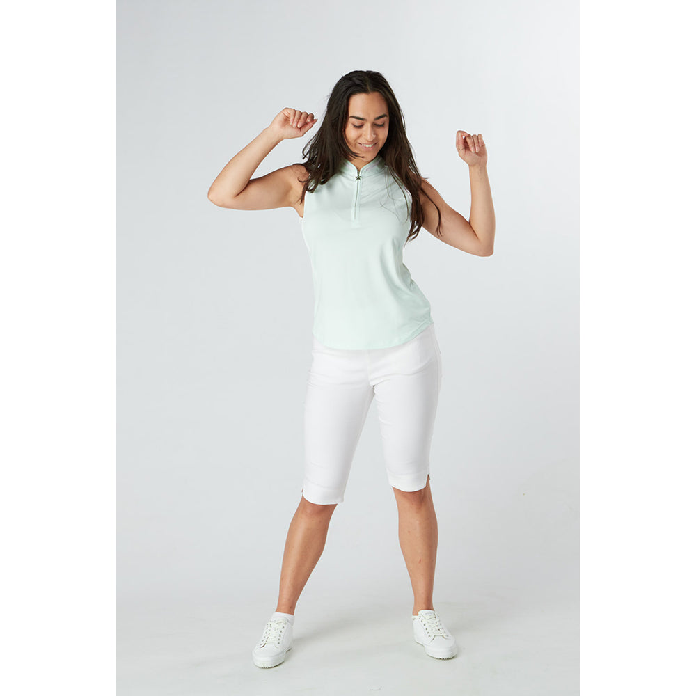 Swing Out Sister Zip-Neck Sleeveless Mint Golf Polo - Last One XL Only Left