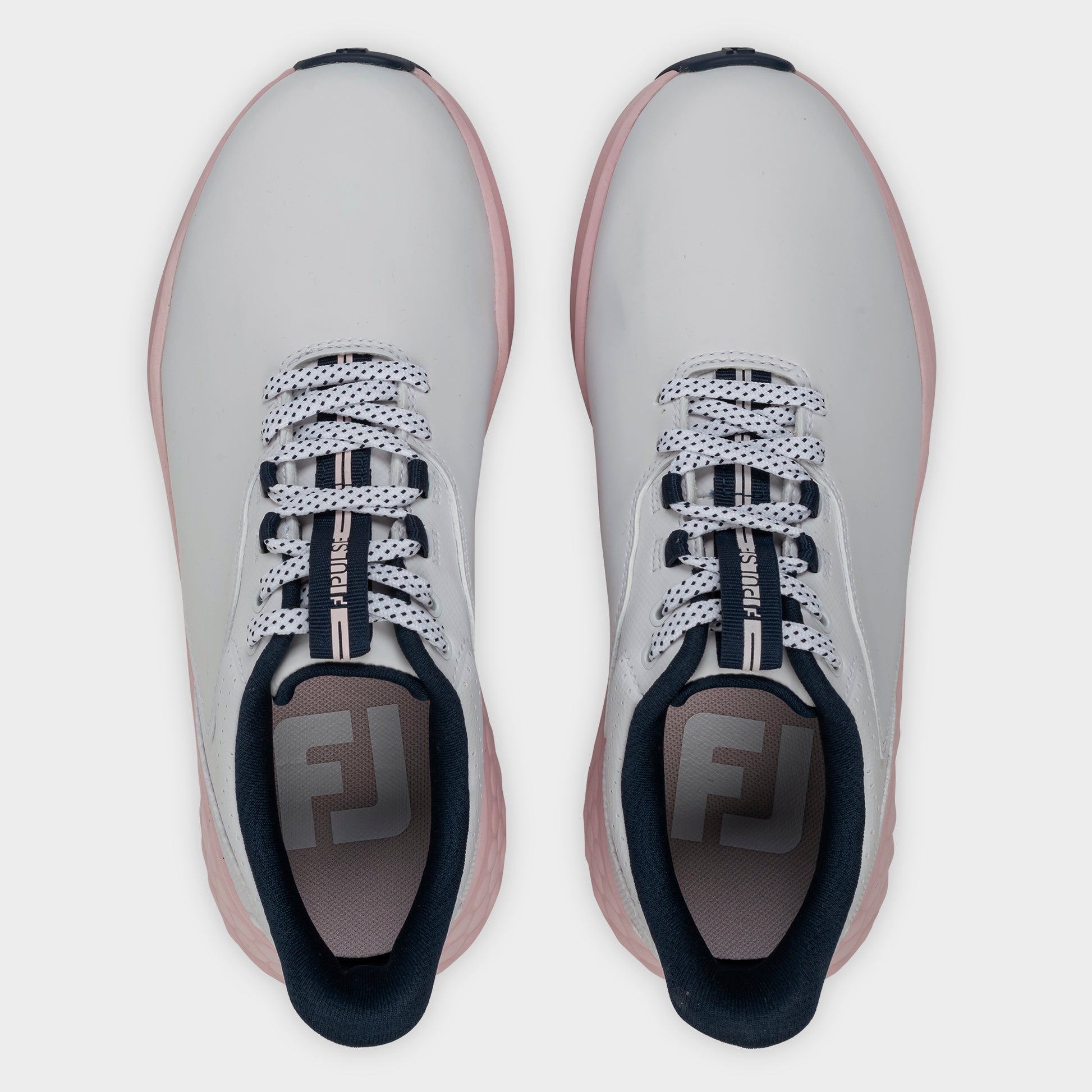 FootJoy Women's Wide Fit Waterproof Pulse Golf Shoes in White, Navy & Pink