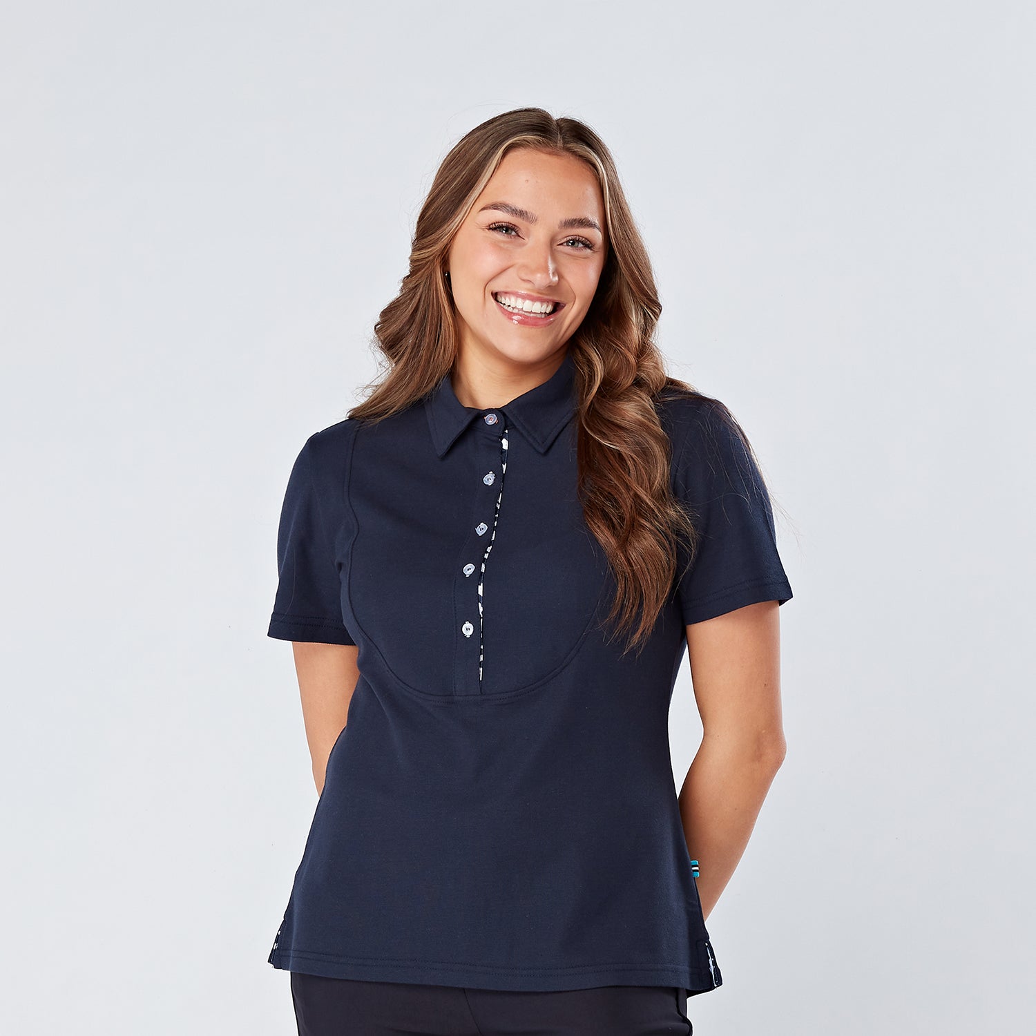 Swing Out Sister Ladies Short Sleeve Polo Shirt with Soft Cotton Finish in Navy Blue