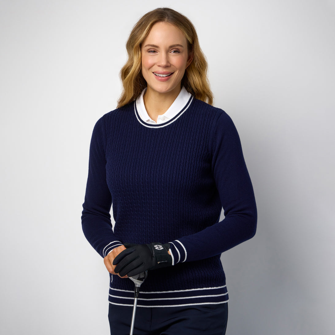 Glenmuir Ladies Navy Merino Blend Sweater for Luxurious Softness & Effortless Performance