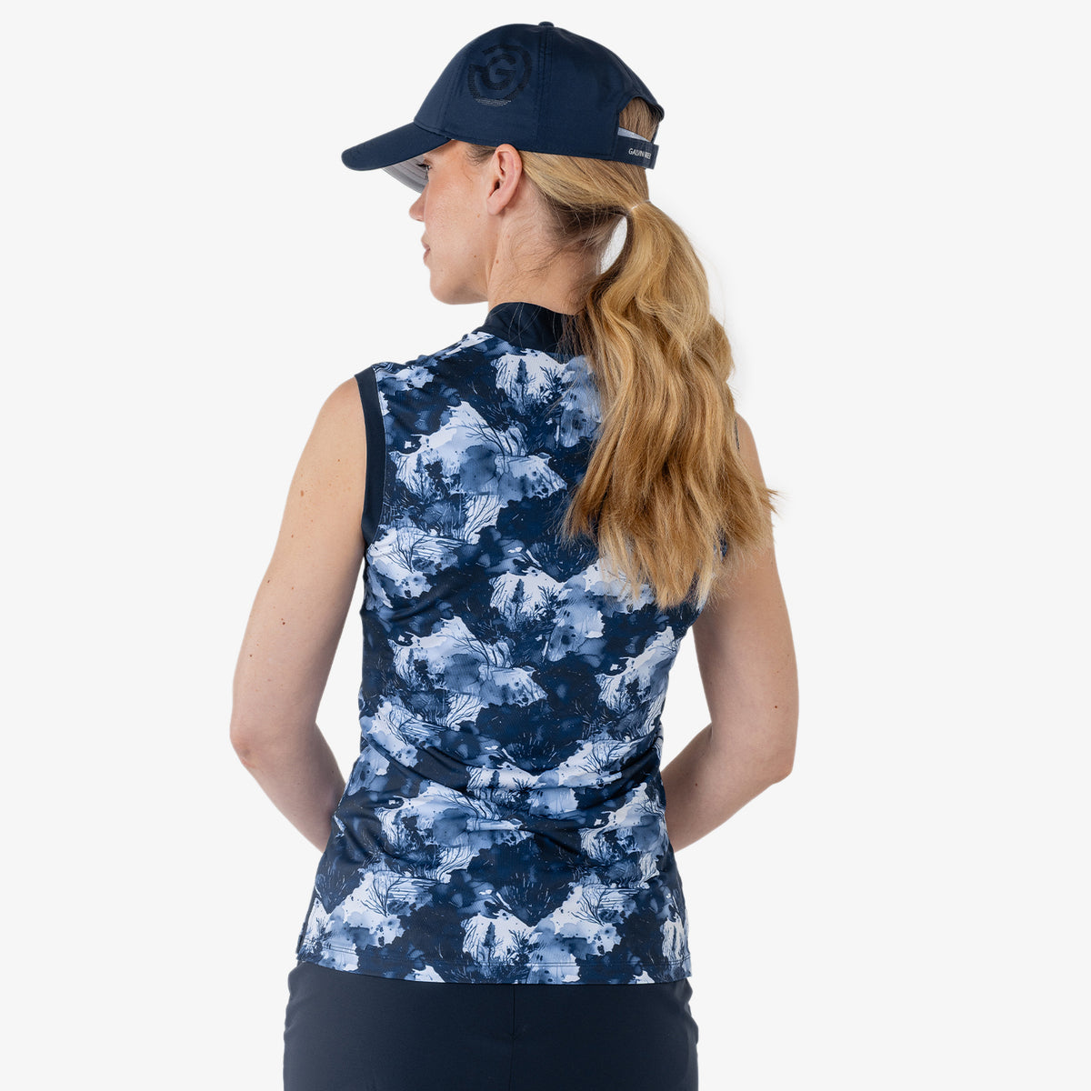 Galvin Green Ladies Sleeveless Golf Polo in Navy with Smart V-Neck