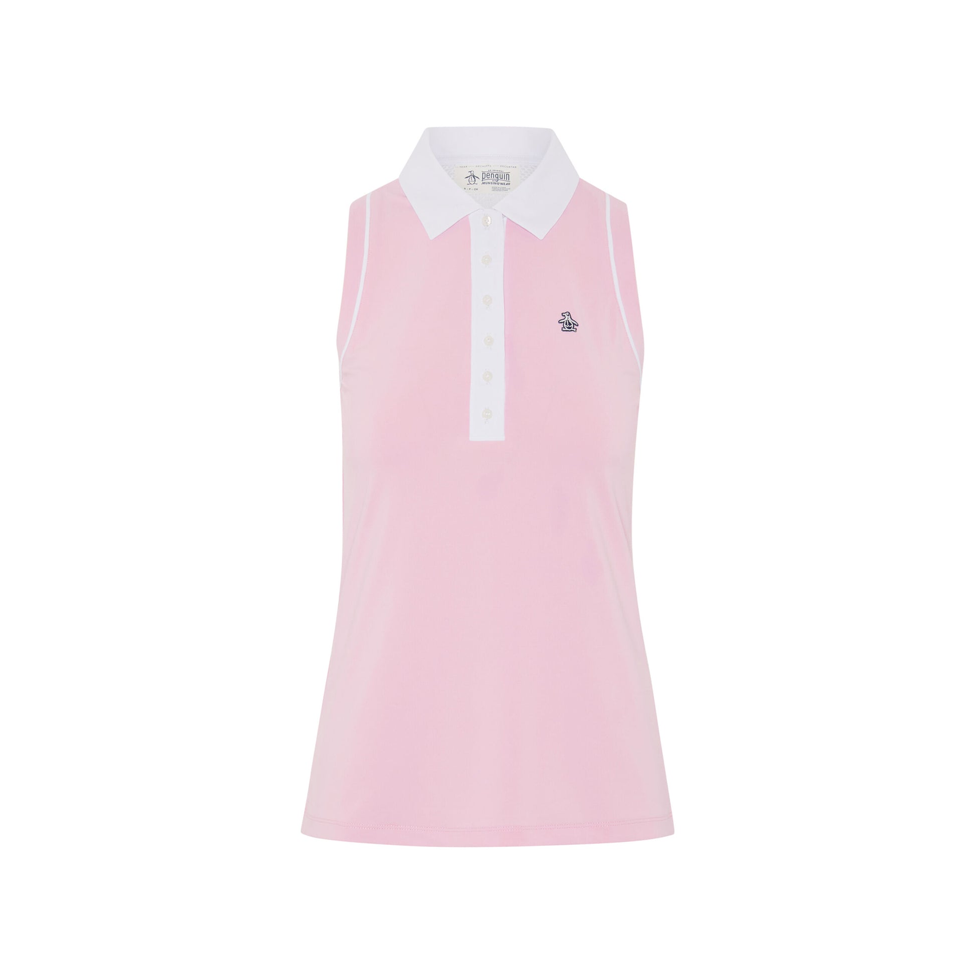 Original Penguin Ladies Gelato Pink Sleeveless Golf Polo with Mesh Panel Back