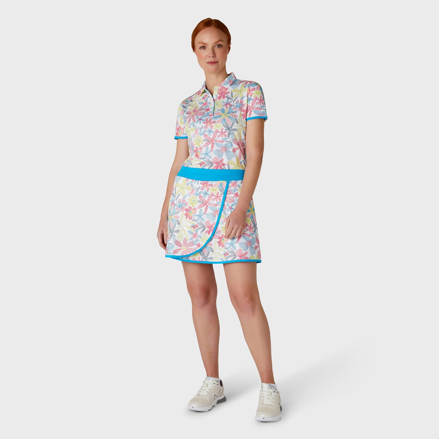 Callaway Ladies Short Sleeve Golf Polo with Digitised Chev Floral Print