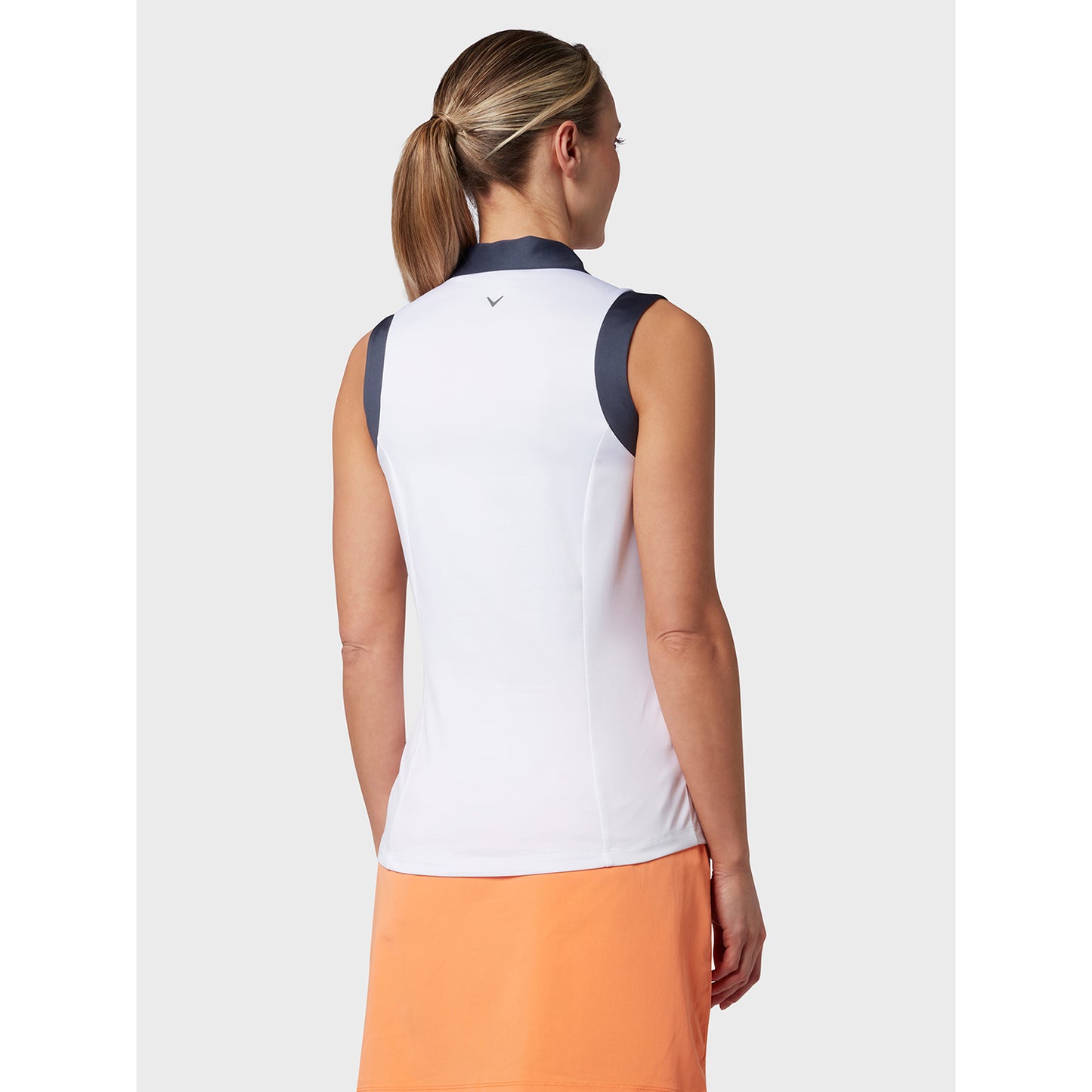 Callaway Ladies Sleeveless Colour Block Polo Shirt in Brilliant White