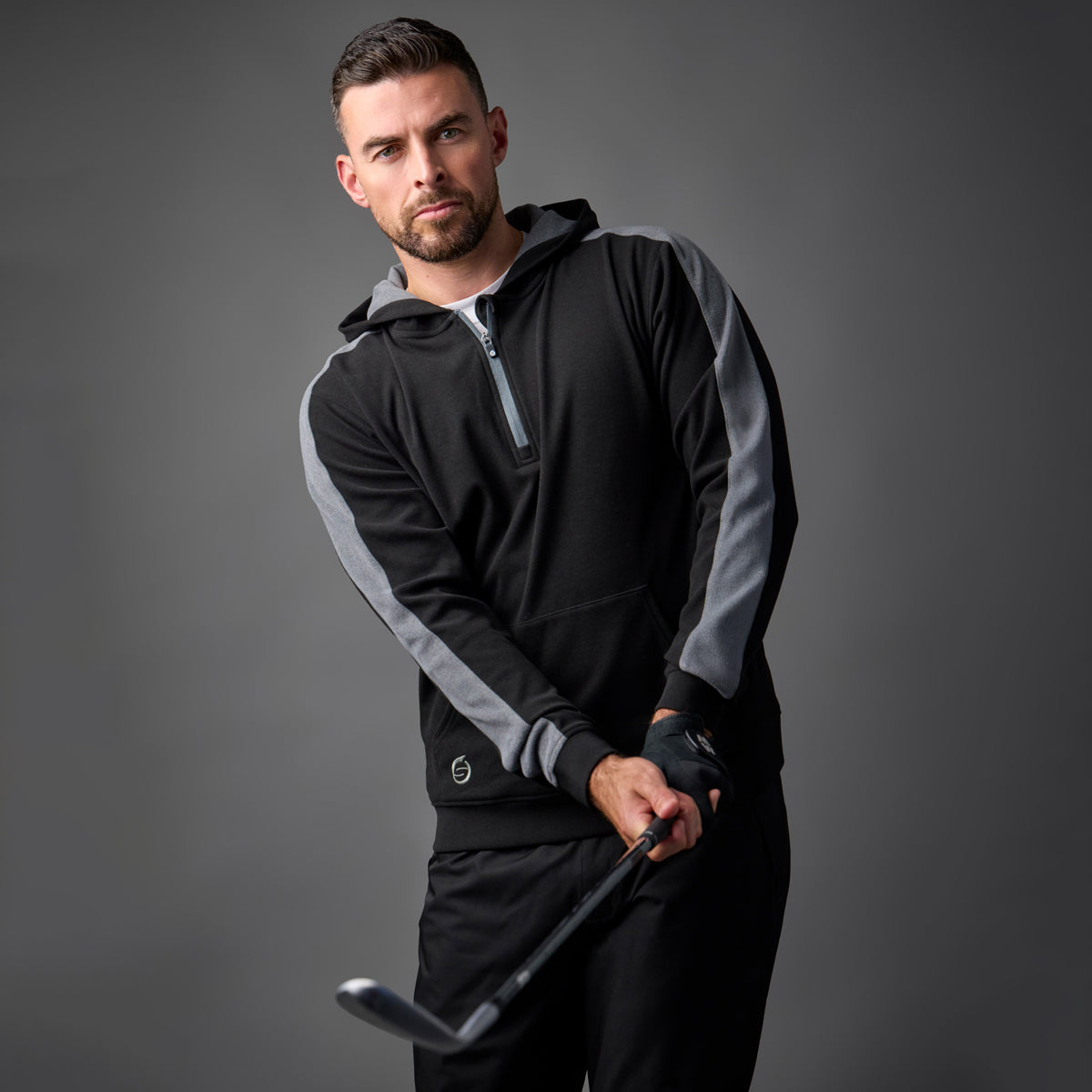Sunderland Mens Hooded Showerproof Thermal Fleece in Black