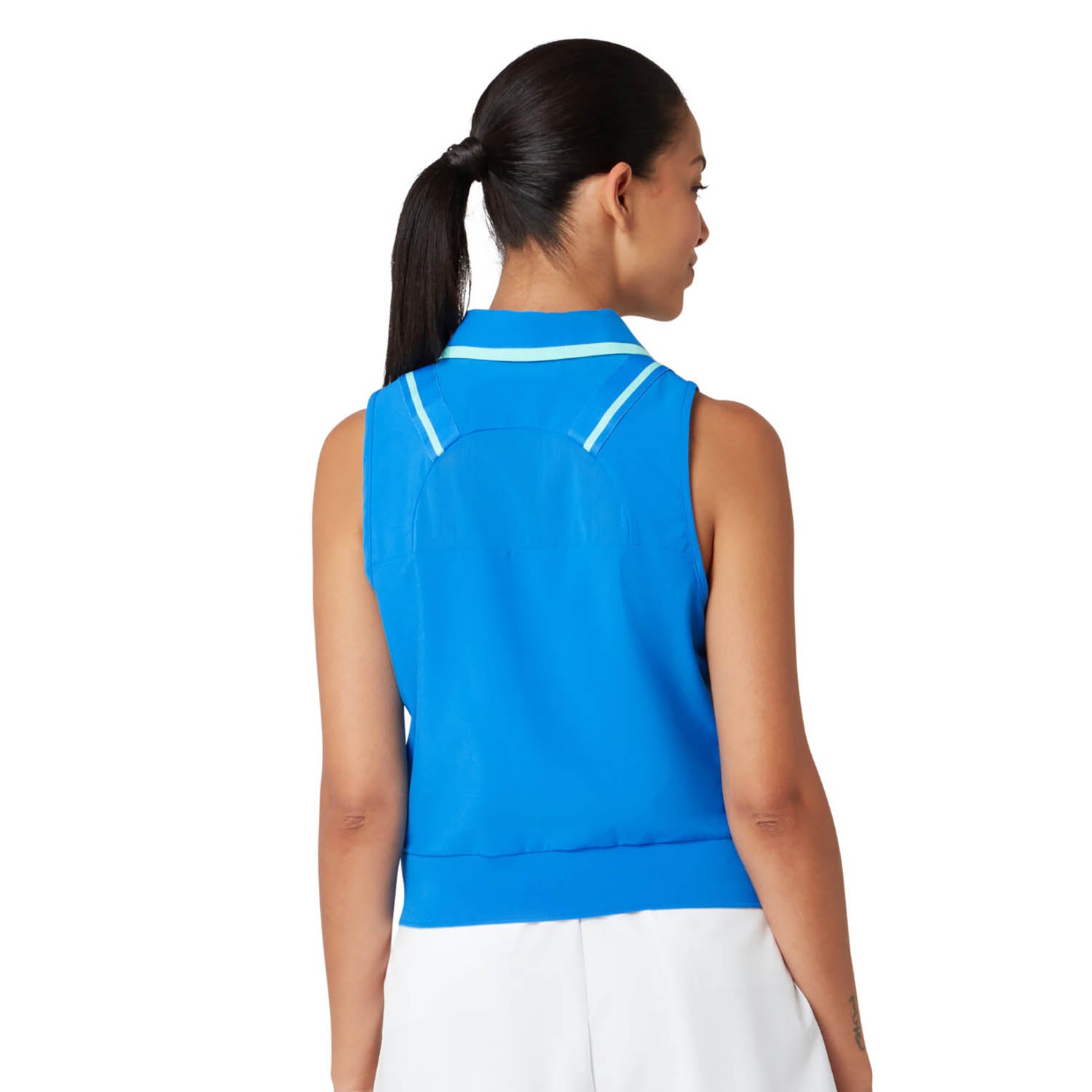 Original Penguin Womens Sleeveless Polo with Woven Waistband