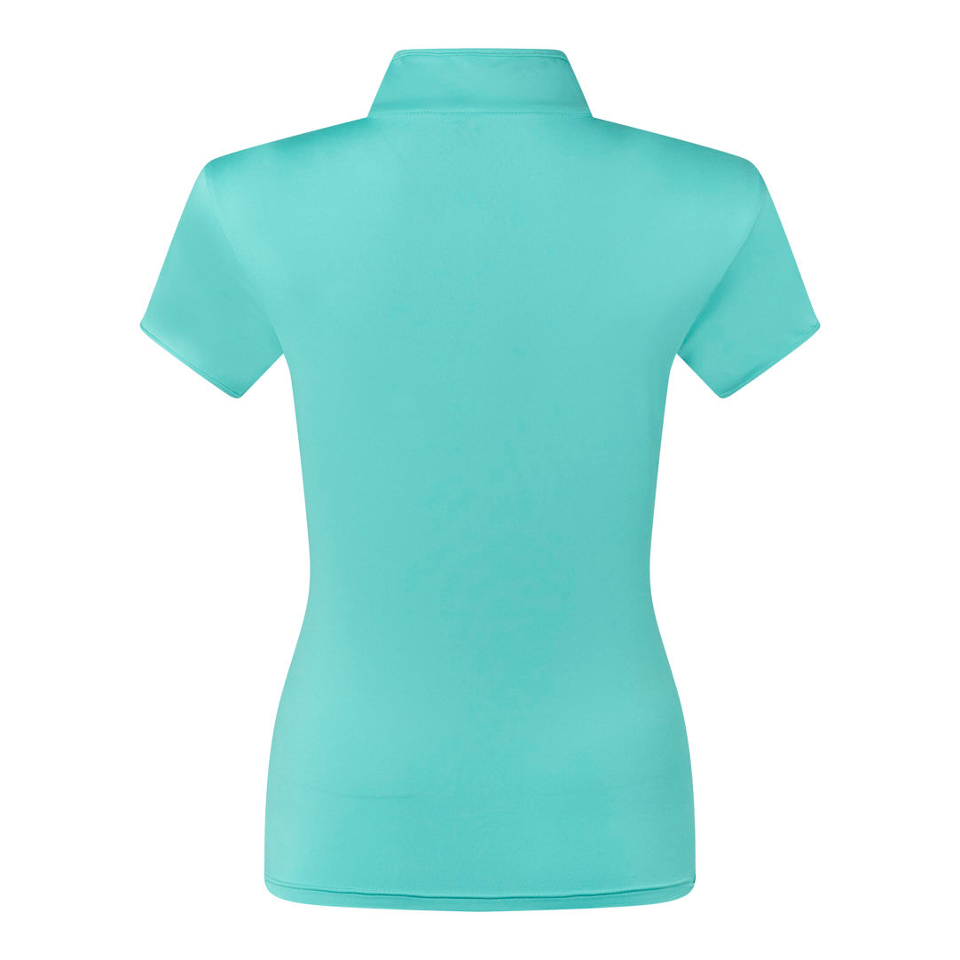 Pure Ladies Cap Sleeve Polo Shirt With Shoulder Vent Detail in Ocean Blue