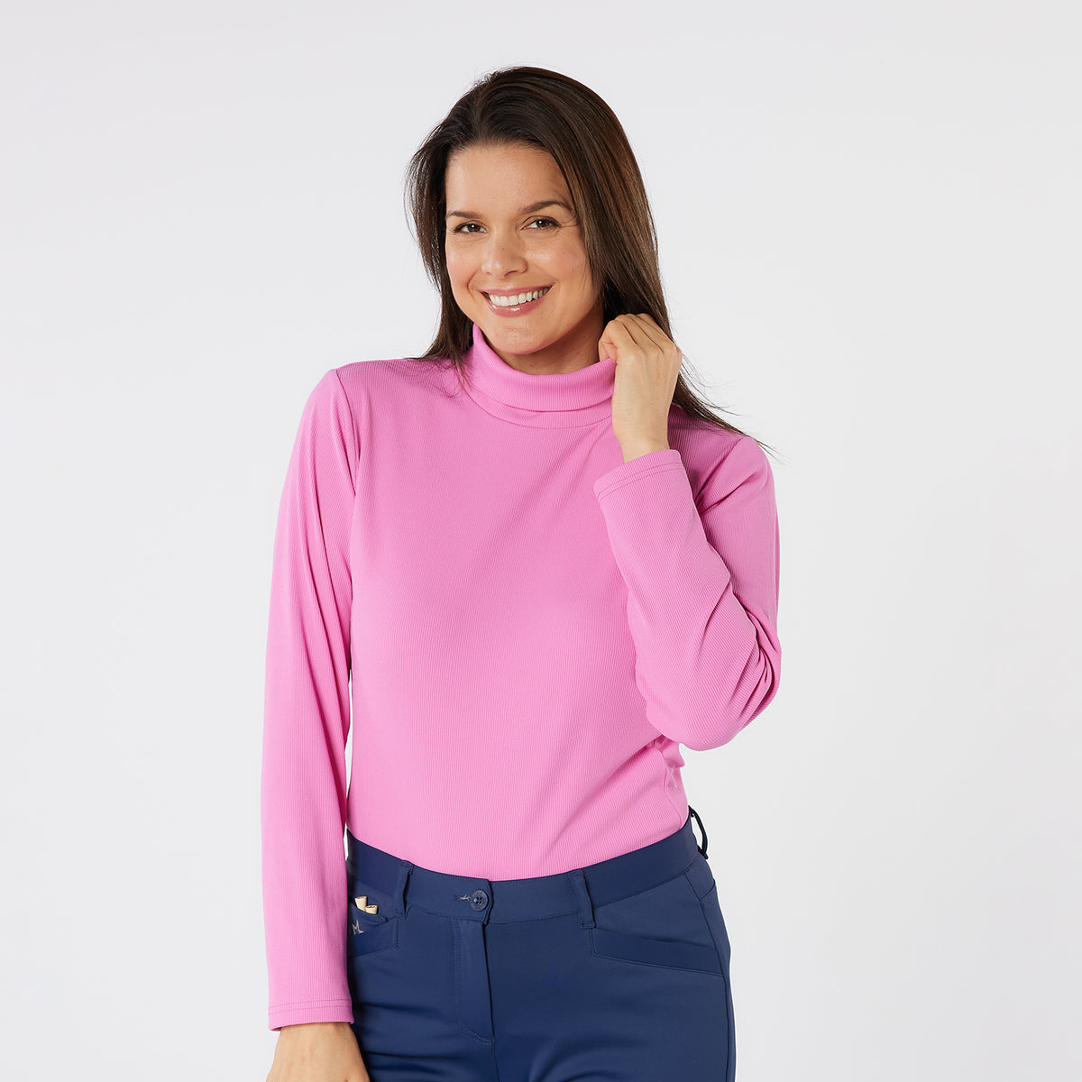 Swing Out Sister Soft-Stretch Ribbed Roll Neck with Brushed Back Inner