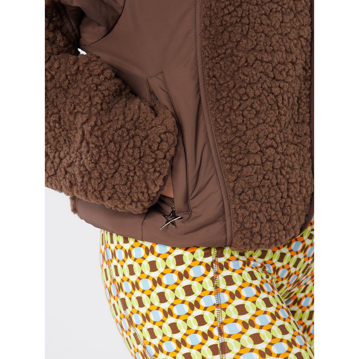 Swing Out Sister Teddy Fleece Jacket with Technical Panels & Curved Zip