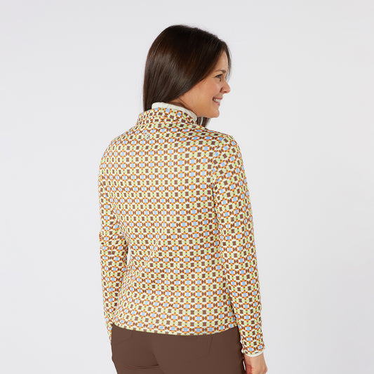 Swing Out Sister Button Down Polo with Gentle Ruched Detail