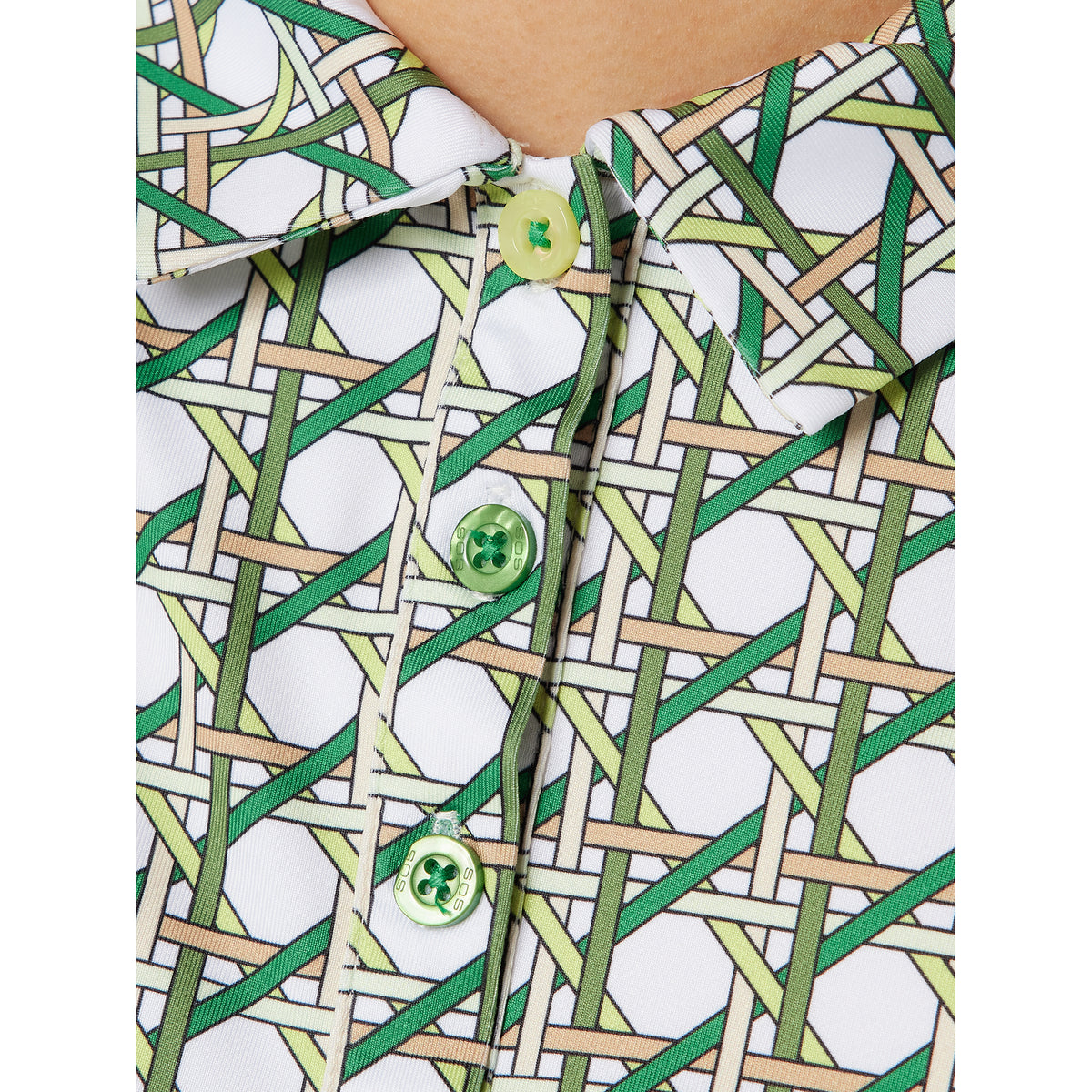 Swing Out Sister Soft-Stretch Short Sleeve Polo with All-over Pattern