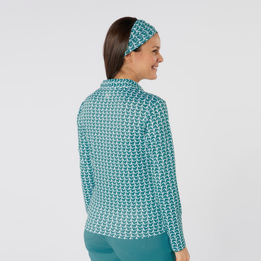 Swing Out Sister Button Down Polo with Gentle Ruched Detail