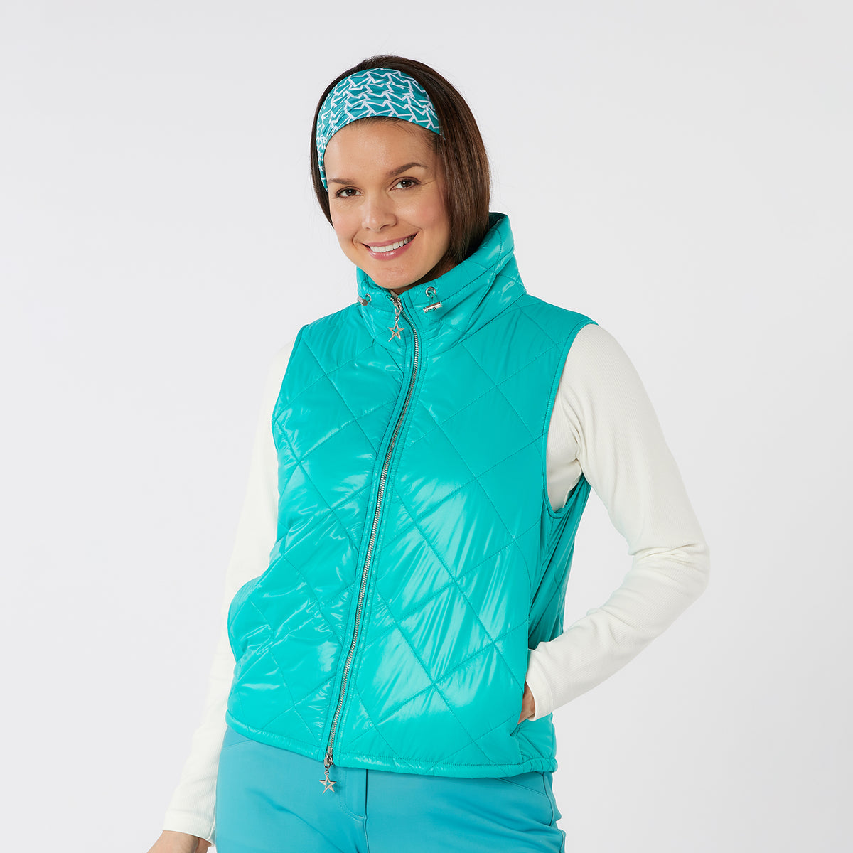 Swing Out Sister Ladies Maria Active Vest in Crystal Teal