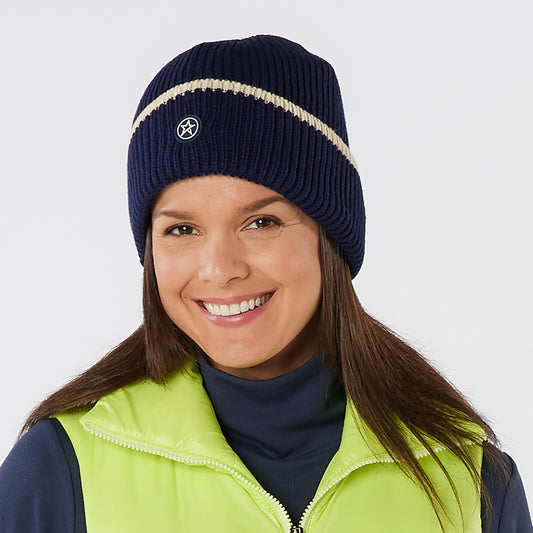 Swing Out Sister Fully Fleece Lined Water Resistant Beanie Hat in Navy