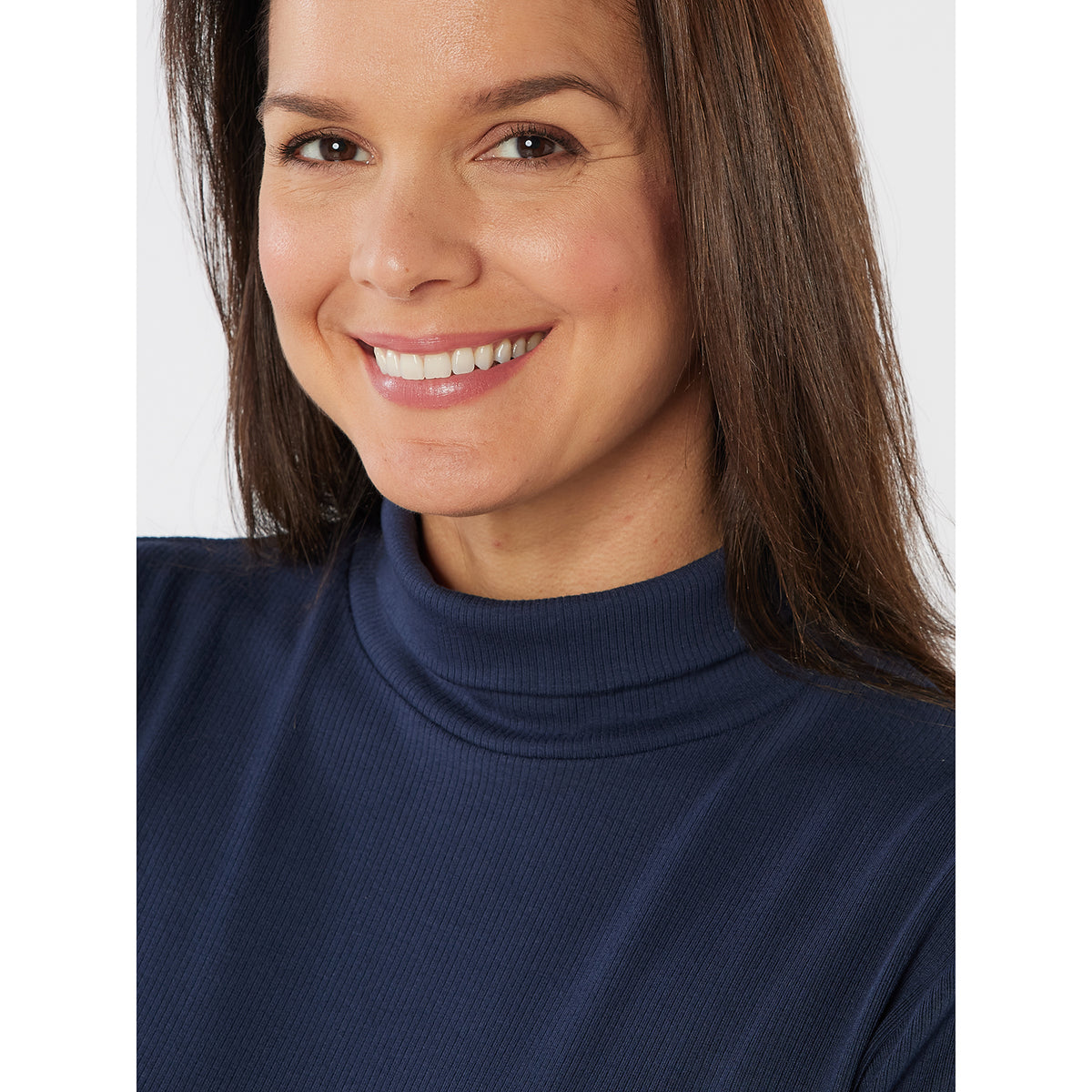Swing Out Sister Navy Soft-Stretch Ribbed Roll Neck with Brushed Back Inner