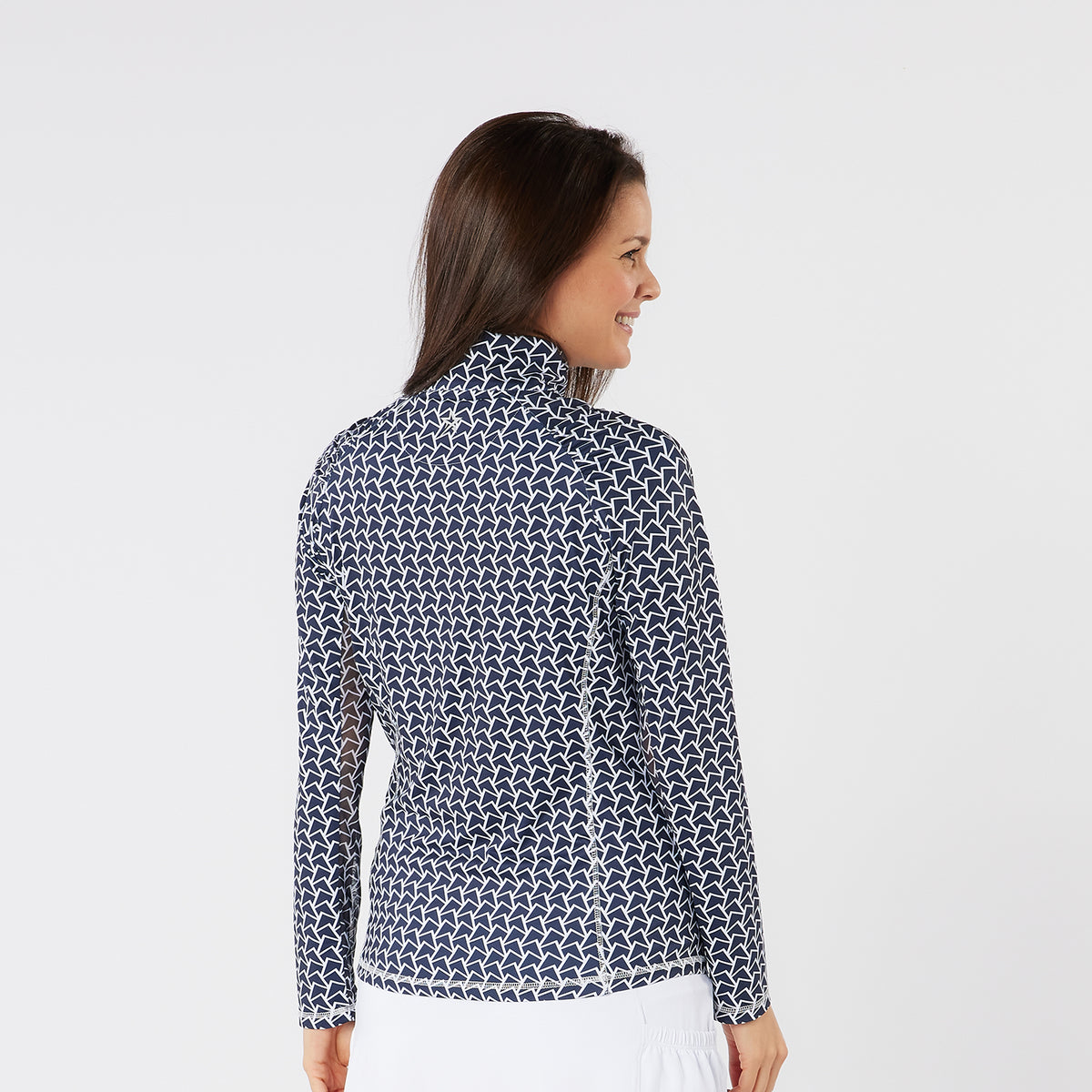 Swing Out Sister Long Sleeve Top with Mesh Ventilation in Navy