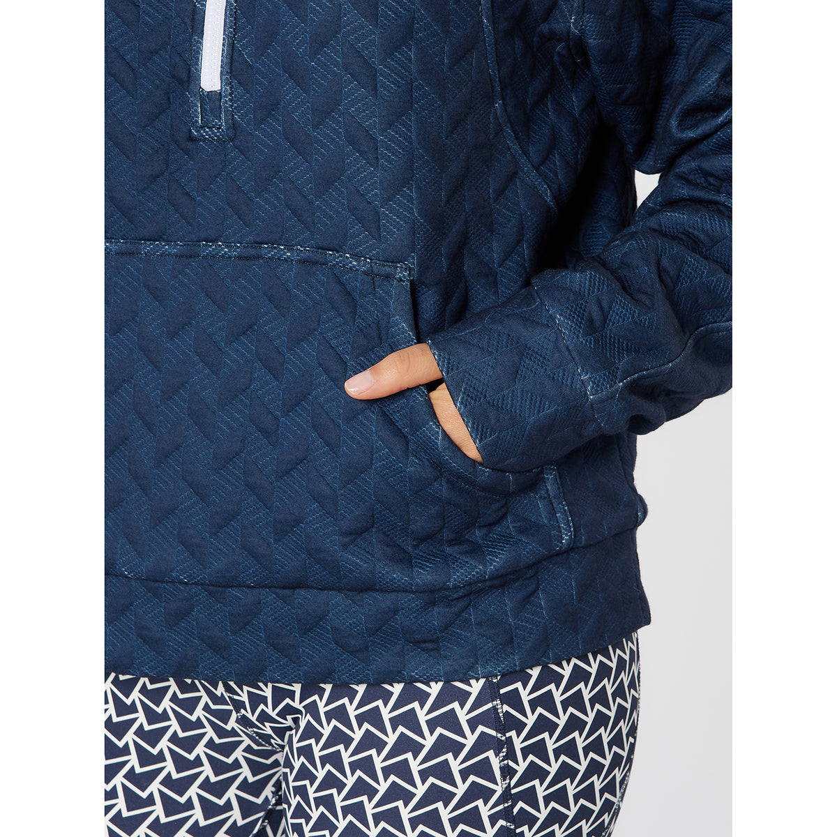 Swing Out Sister Ladies Quilted Lined Sweater with 1/4 Zip in Navy