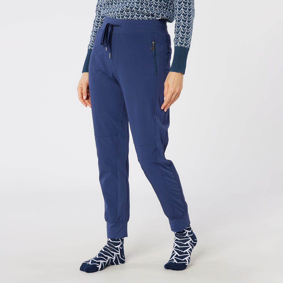 Swing Out Sister Ladies Wind & Water Resistant Pull-On Stretch Jogger in Navy Blazer