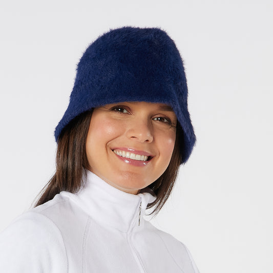 Swing Out Sister Ultra-Soft Fuzzy Bucket Hat in Navy