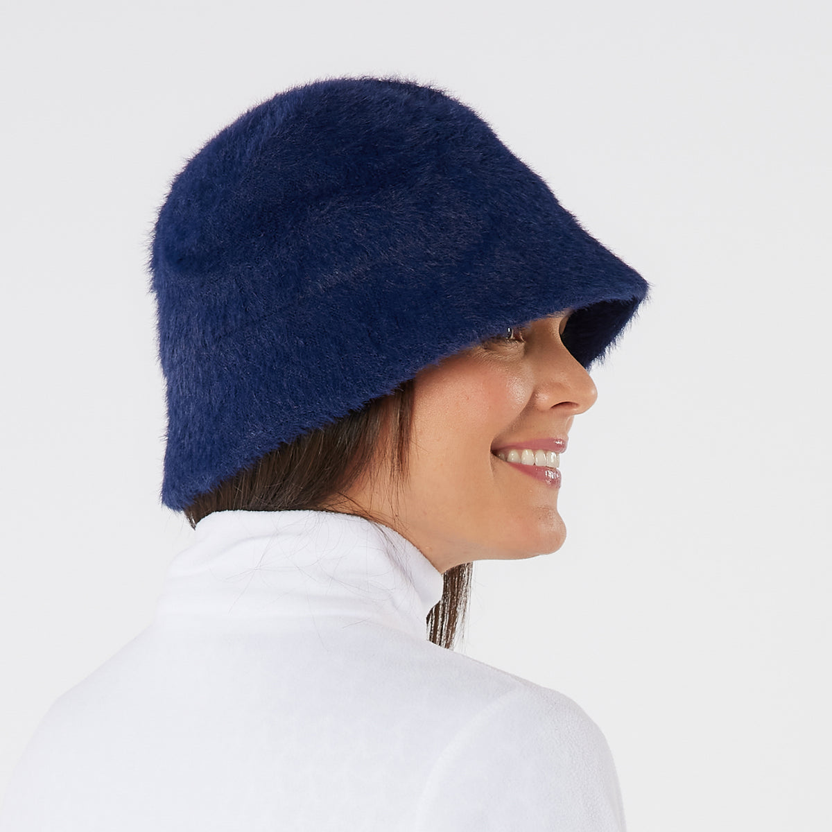 Swing Out Sister Faux Fur Bucket Hat in Navy