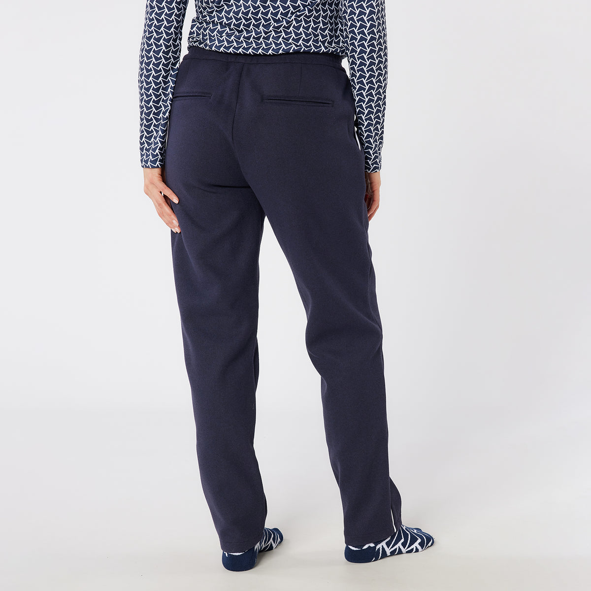 Swing Out Sister Bonded Fleece Trousers With Side Zip in Navy