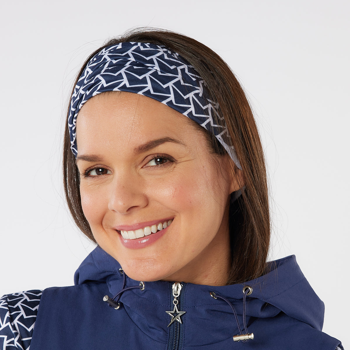 Swing Out Sister Multi-Use Stretch Snood in Navy & White