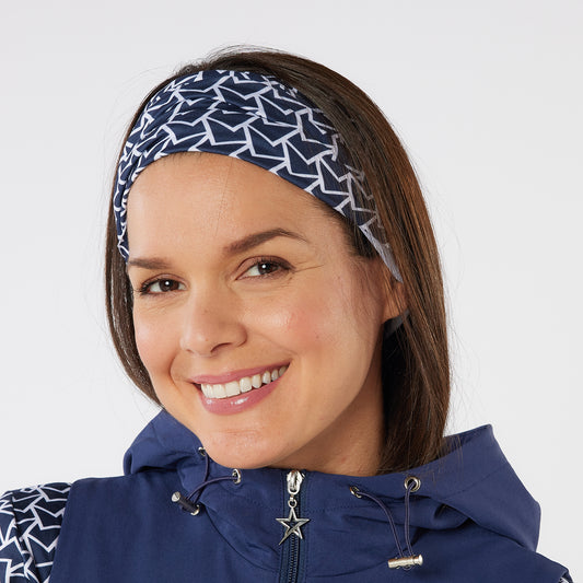 Swing Out Sister Multi-Use Stretch Snood in Navy & White