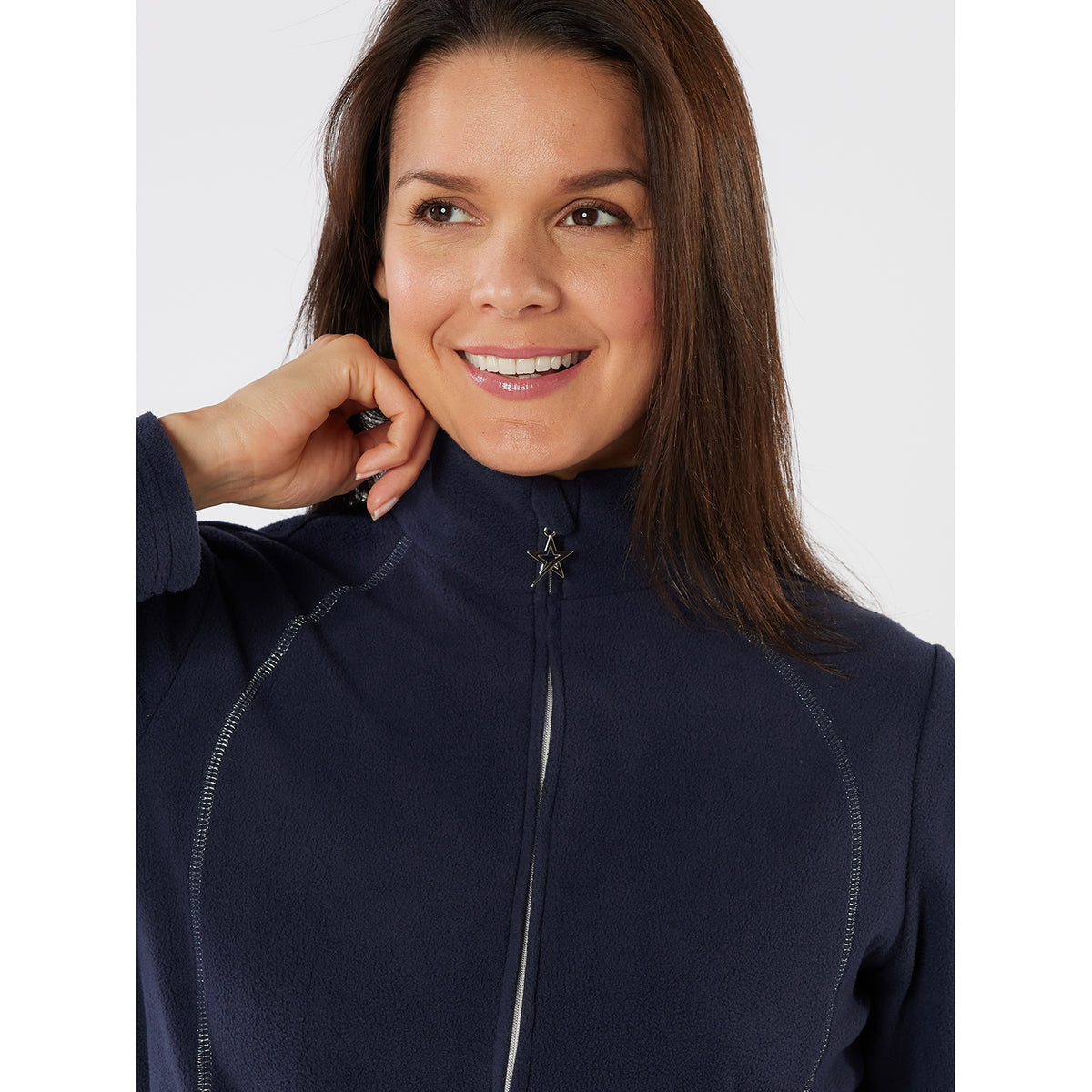 Swing Out Sister Ultra-Soft 1/4 Zip Fleece in Navy with Silver Thread Contour Seams	