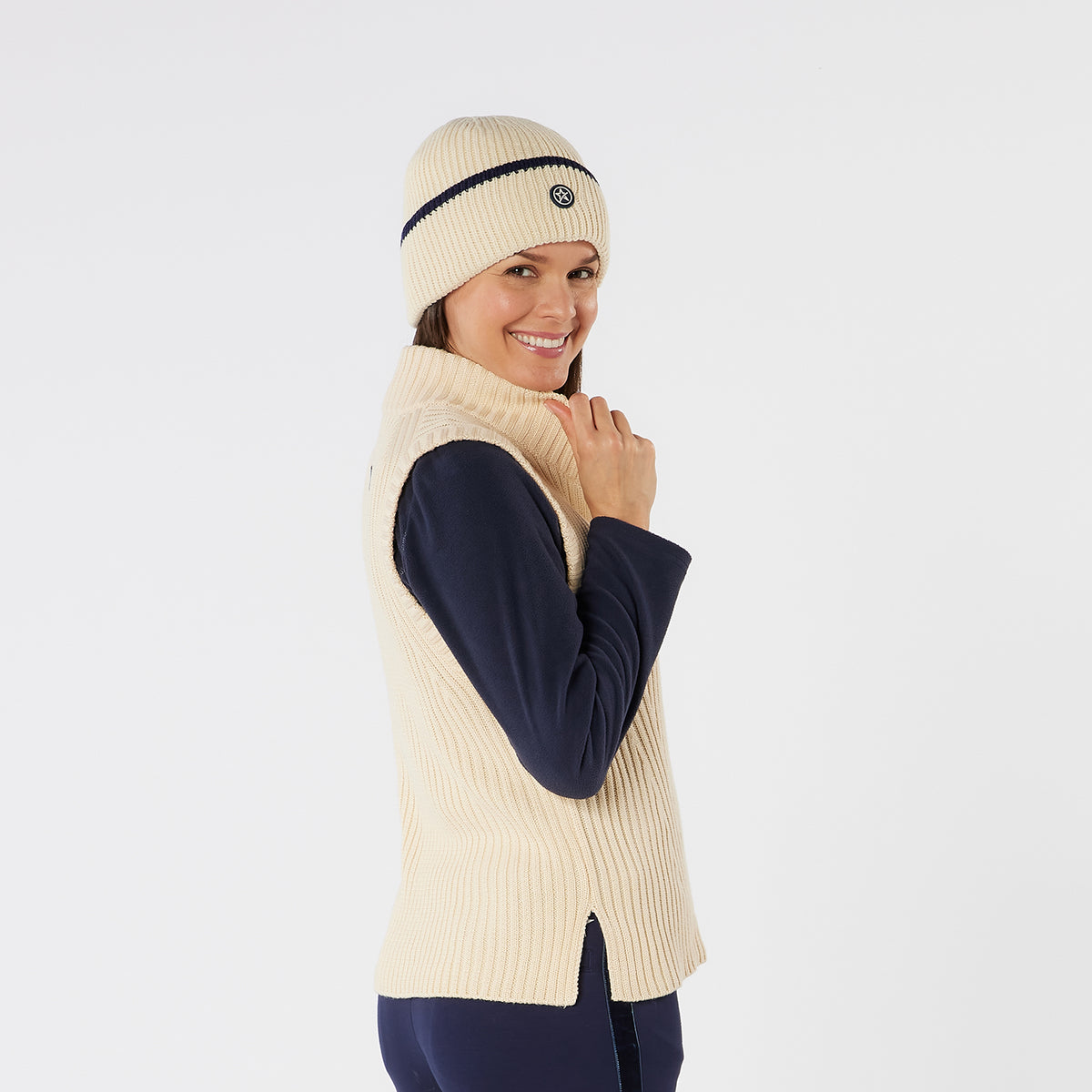Swing Out Sister 1/4 Zip Sleeveless Pullover with Contour Ribbing
