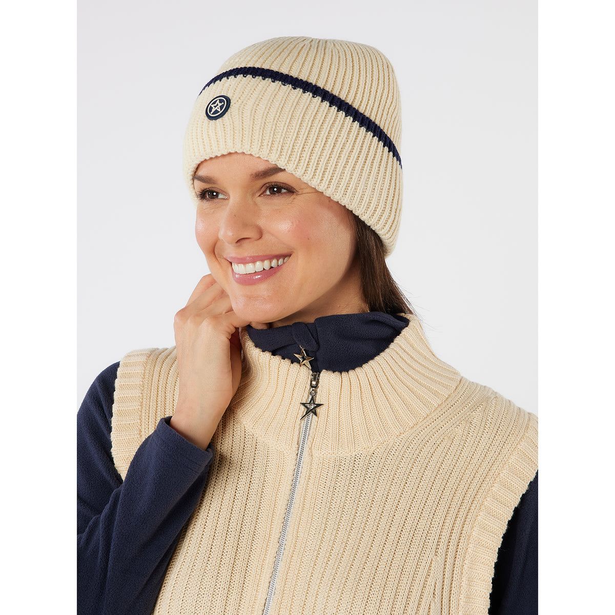 Swing Out Sister 1/4 Zip Sleeveless Pullover with Contour Ribbing