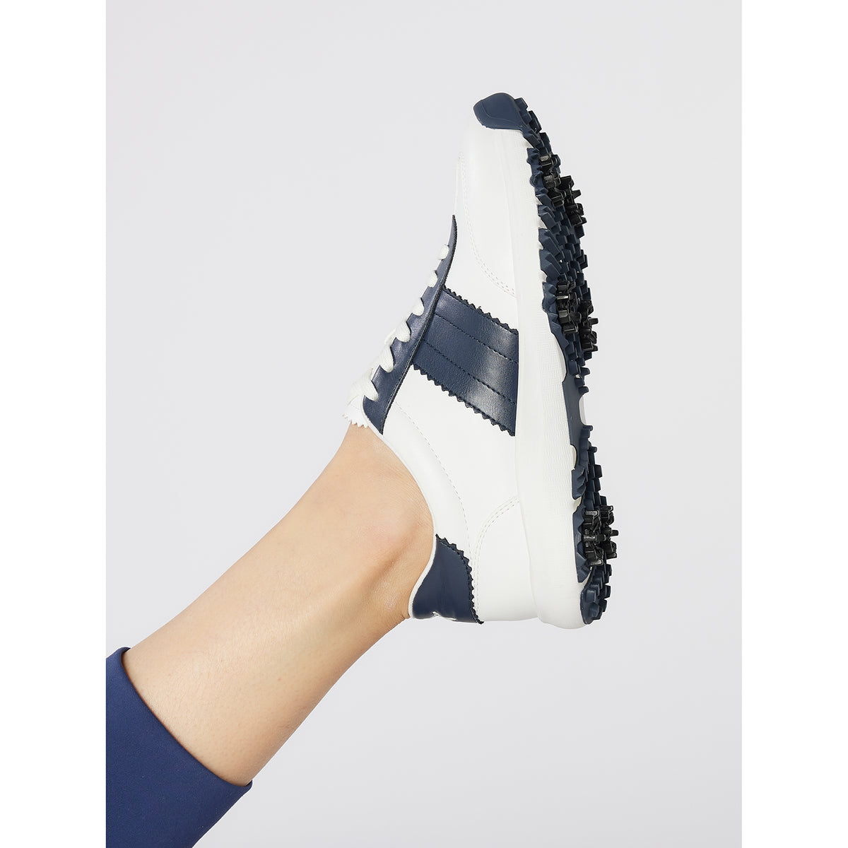 Swing Out Sister Golf Shoe with Soft Spikes with Navy Trim Detail