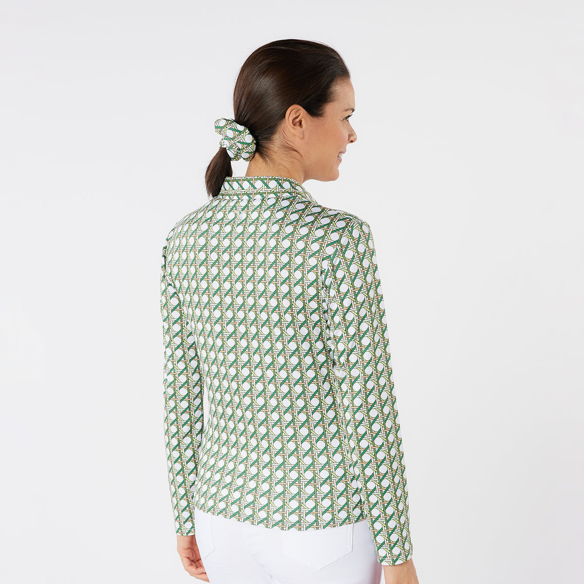 Swing Out Sister Button Down Polo with Gentle Ruched Detail