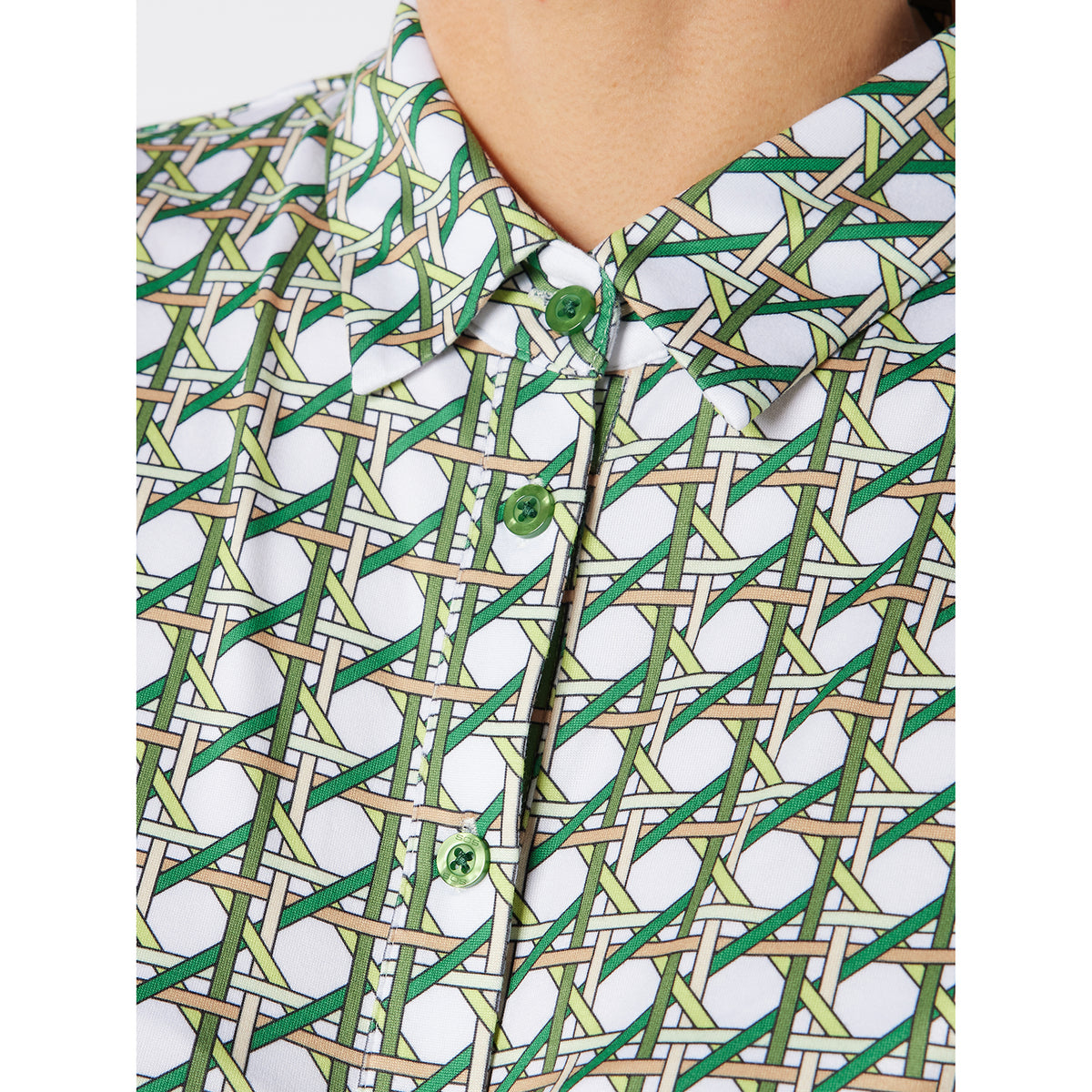 Swing Out Sister Half Sleeve Button Down Polo with Gentle Ruched Detail