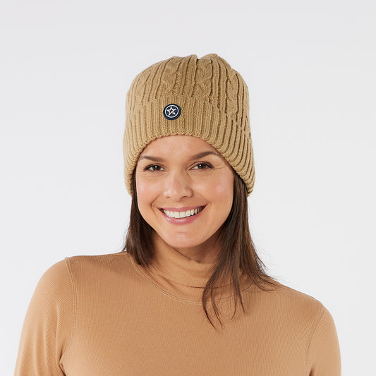 Swing Out Sister Ladies Fleece Lined Cable Knit Beanie Hat