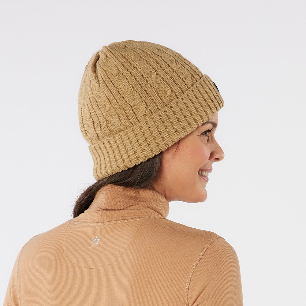 Swing Out Sister Ladies Fleece Lined Cable Knit Beanie Hat