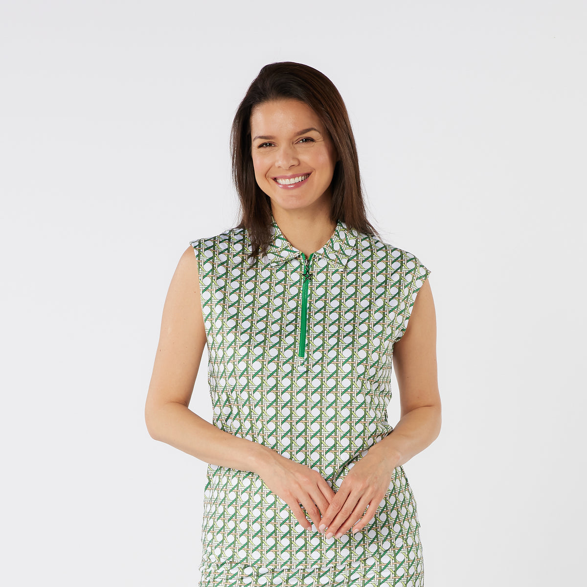 Swing Out Sister Sleeveless Polo with Zip Neck