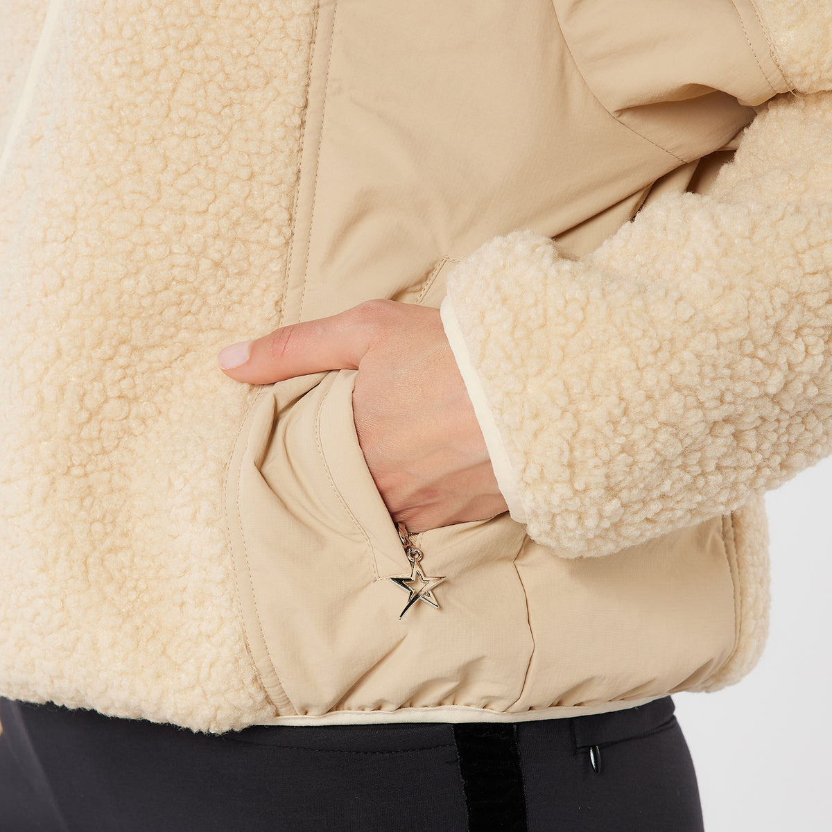 Swing Out Sister Teddy Fleece Jacket with Technical Panels & Curved Zip