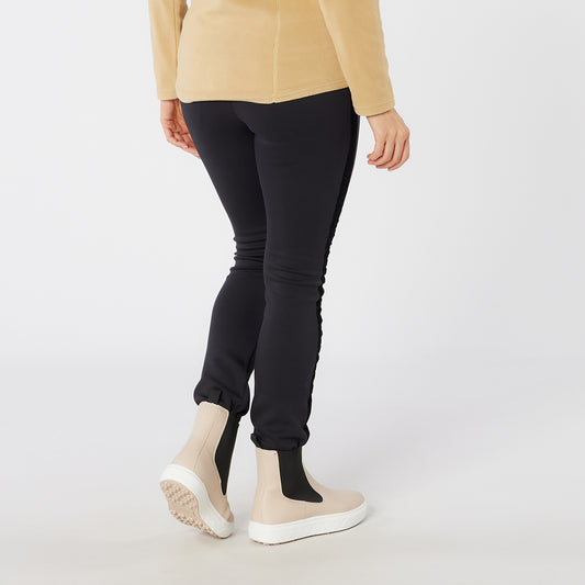 Swing Out Sister Thermal Pull-On Fleece Backed Trousers with Side Stripe in Pitch Black