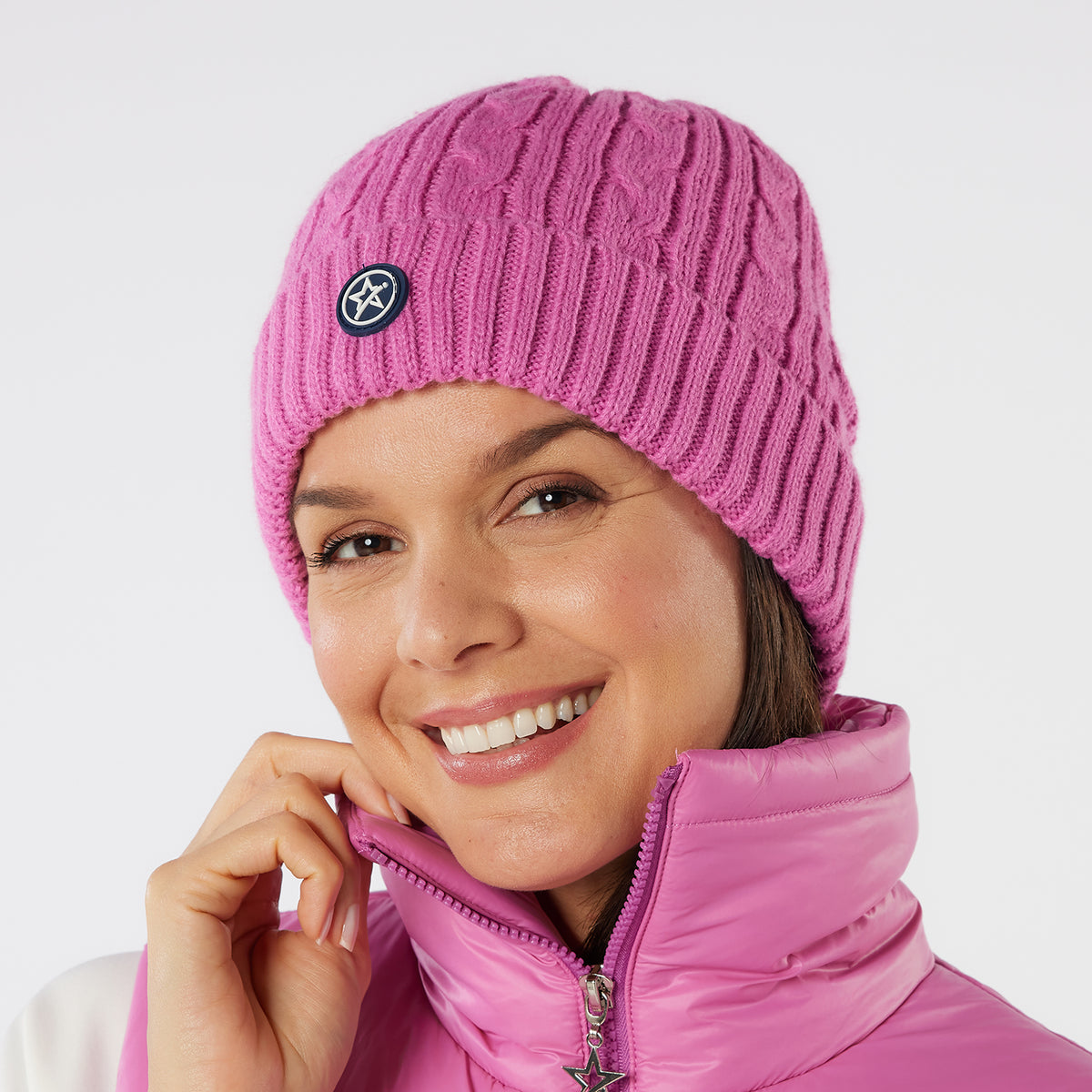 Swing Out Sister Ladies Fleece Lined Cable Knit Beanie Hat