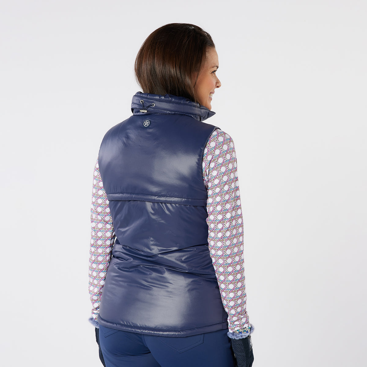 Swing Out Sister Lightweight Gilet with Back Vented Panel in Navy