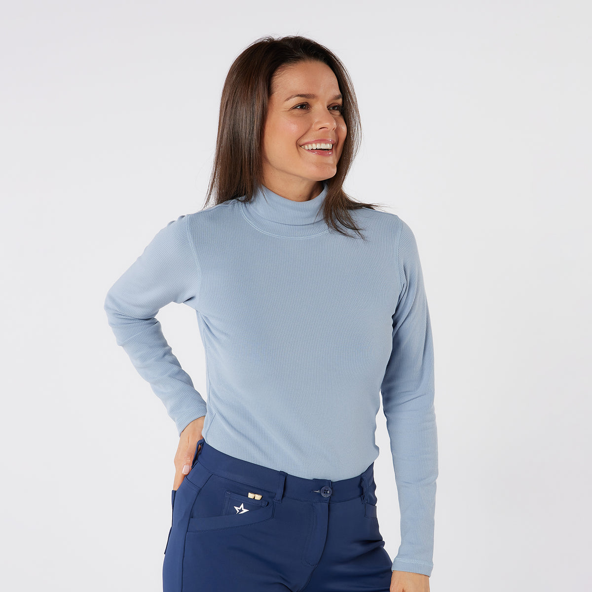 Swing Out Sister Soft-Stretch Ribbed Roll Neck with Brushed Back Inner