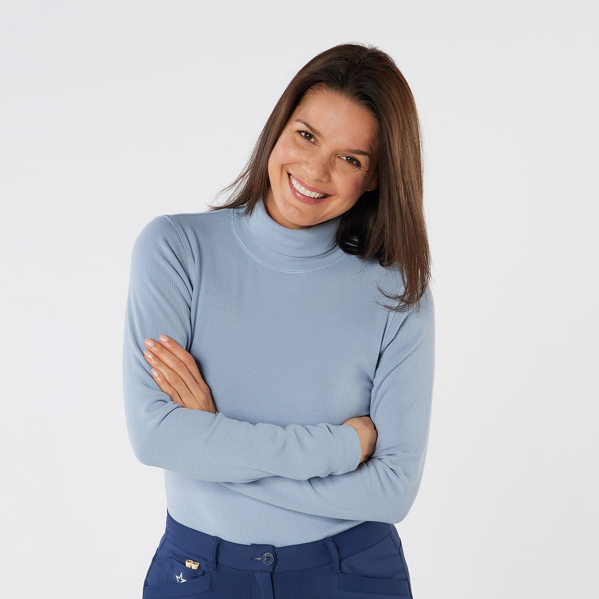 Swing Out Sister Soft-Stretch Ribbed Roll Neck with Brushed Back Inner