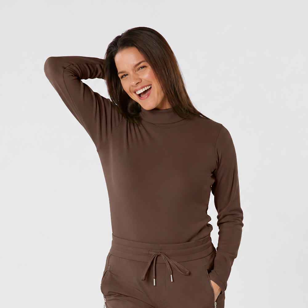 Swing Out Sister Soft-Stretch Ribbed Roll Neck with Brushed Back Inner