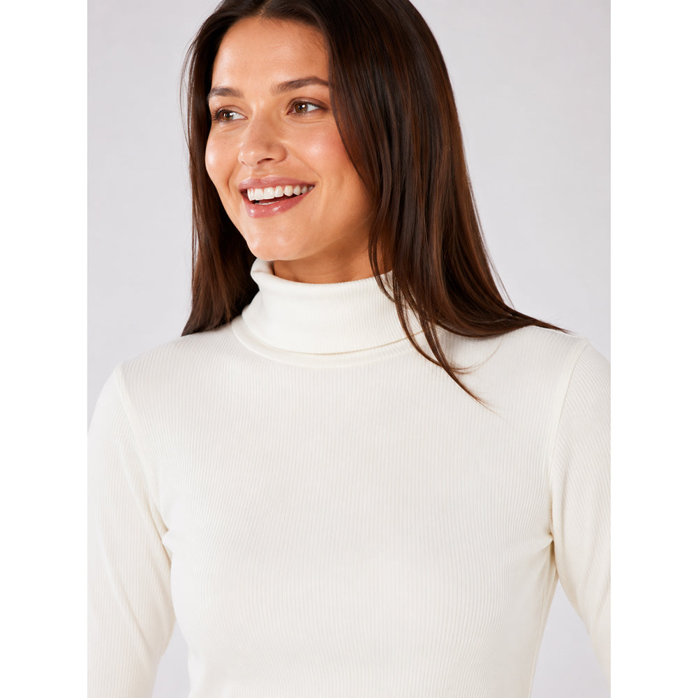 Swing Out Sister Soft-Stretch Ribbed Roll Neck with Brushed Back Inner