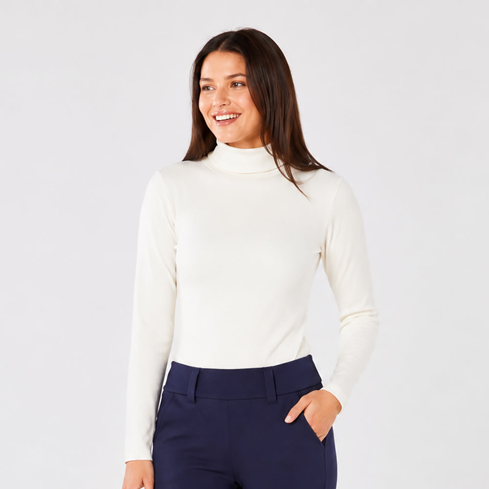 Swing Out Sister Soft-Stretch Ribbed Roll Neck with Brushed Back Inner