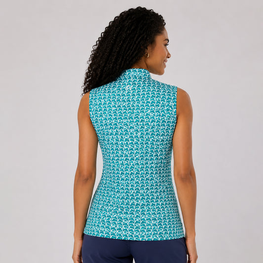 Swing Out Sister Sleeveless Polo with Zip Neck