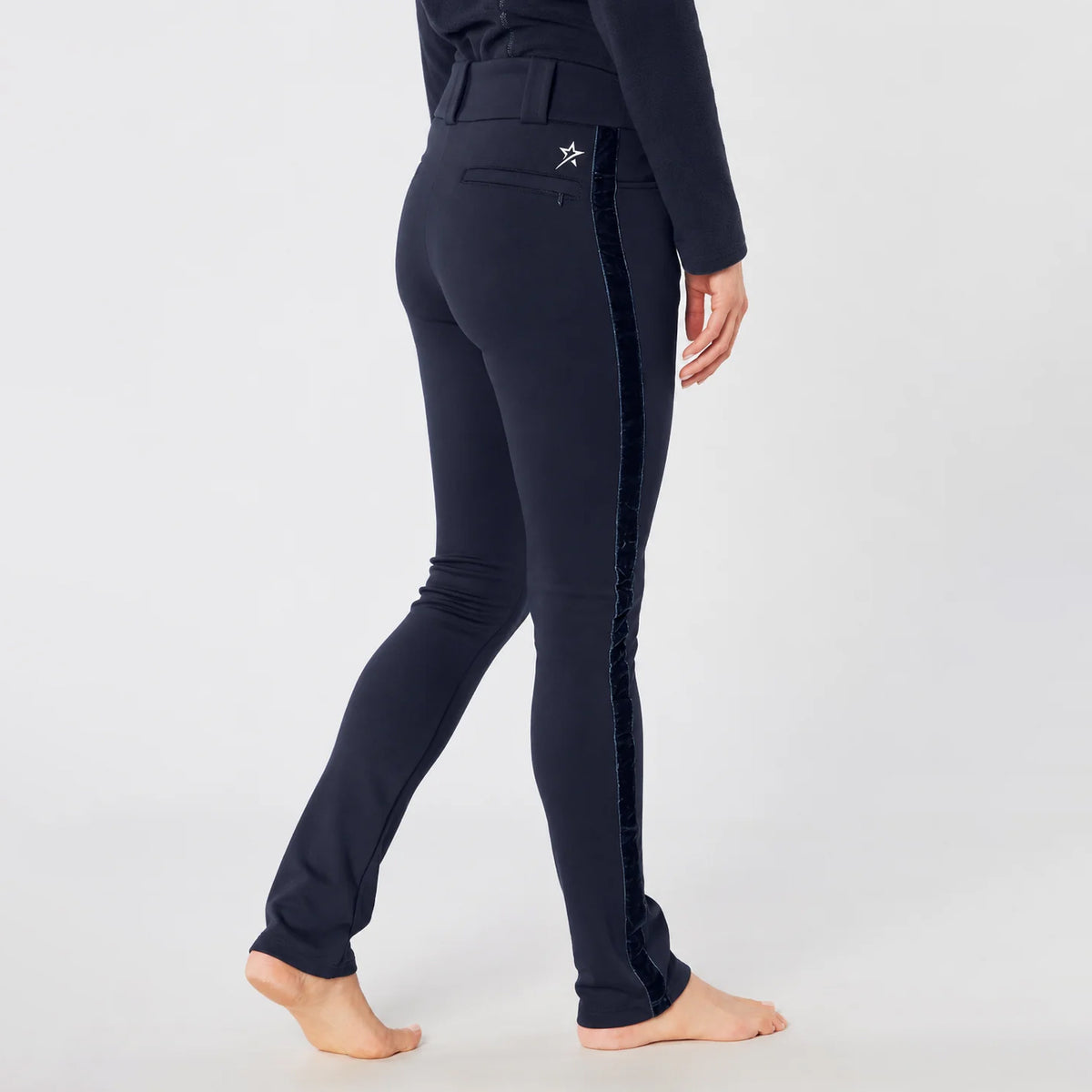 Swing Out Sister Thermal Pull-On Fleece Backed Trousers with Belt Loops in Navy