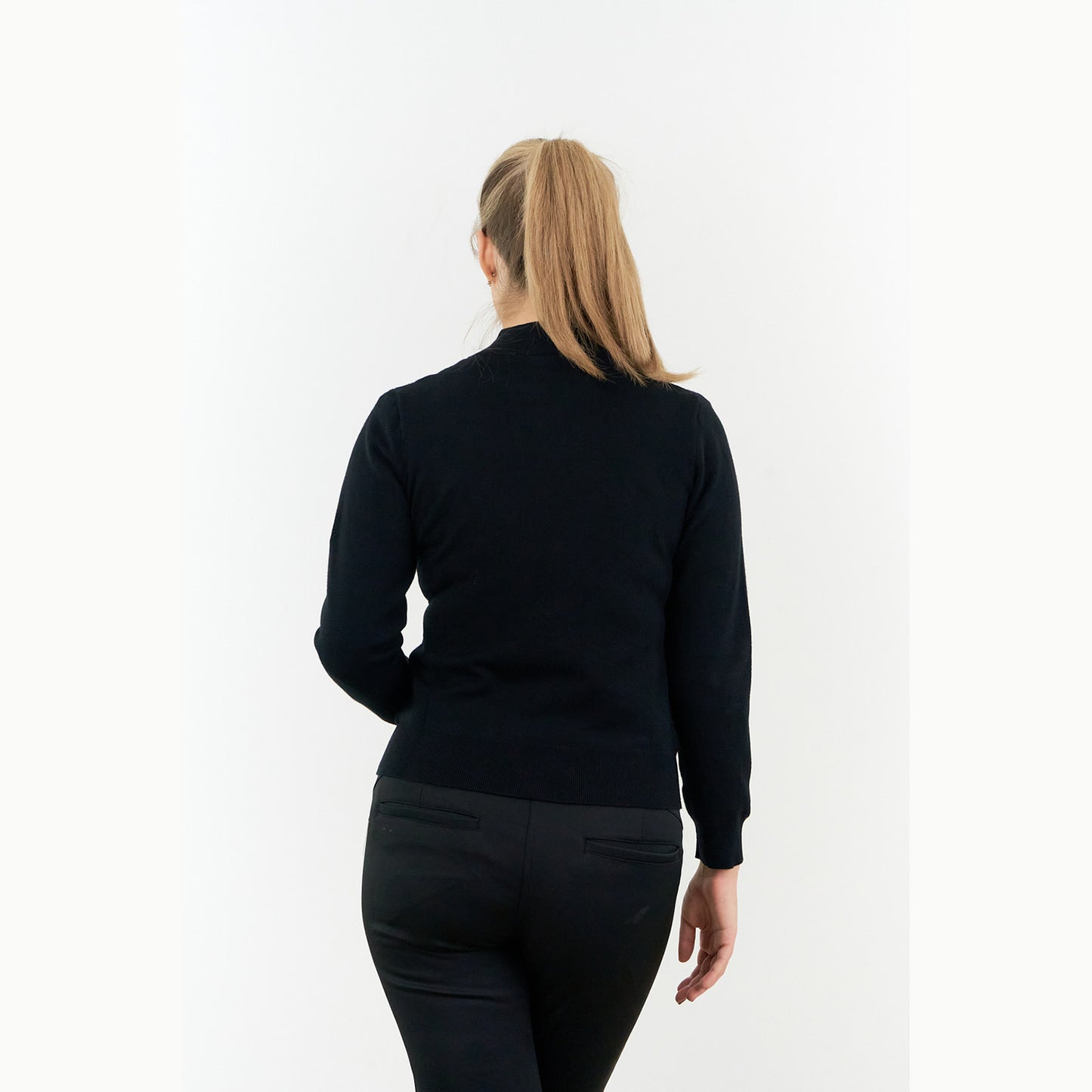 Pure Ladies Full Zip Lined Sweater in Black
